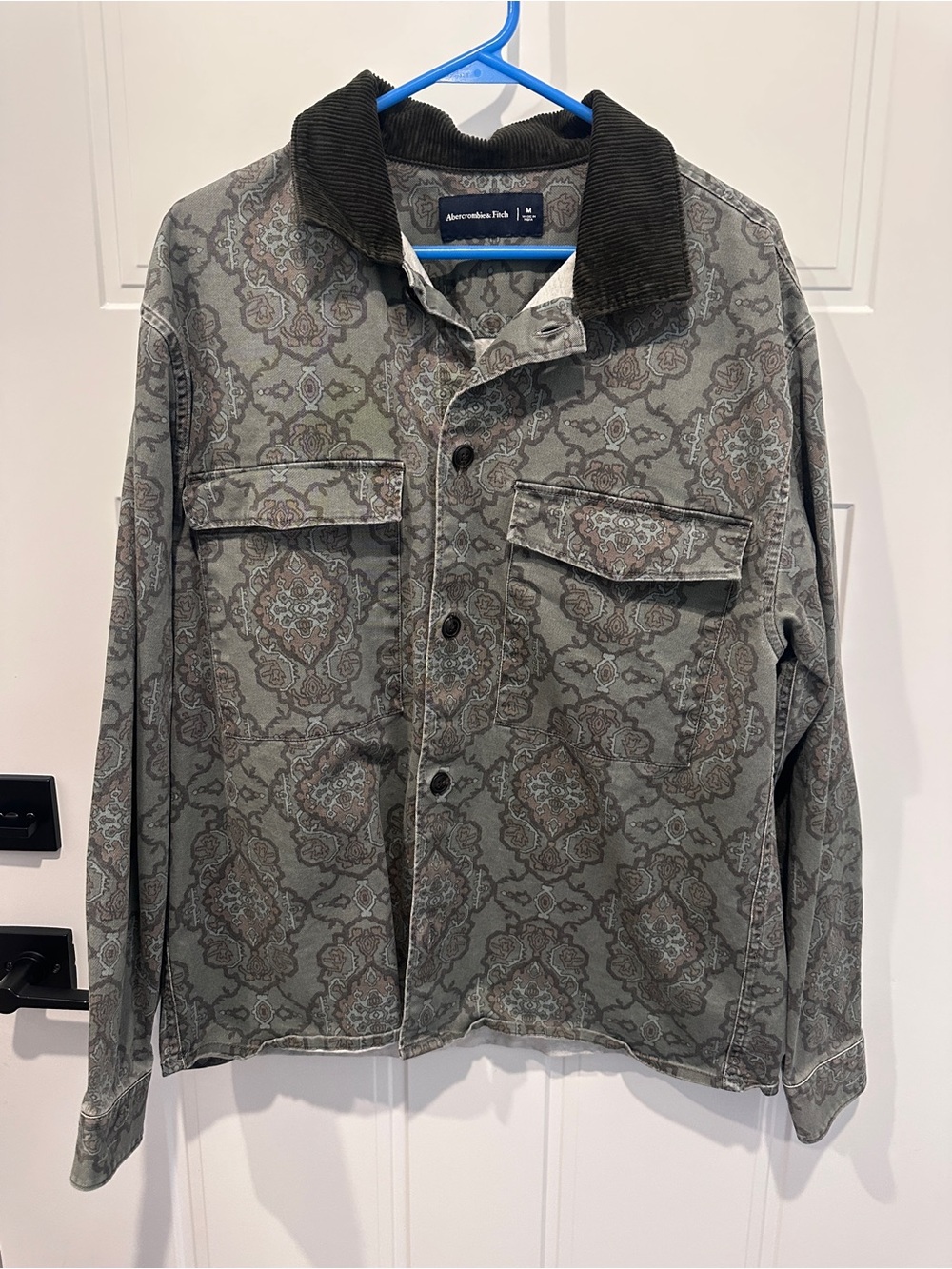 Abercrombie & Fitch Men's Printed Floral Shirt Jacket in Olive & Brown